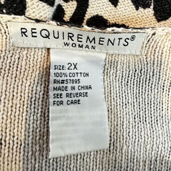 Requirements Leopard Print Top 2X Cotton Crewneck Casual - Picture 6 of 9